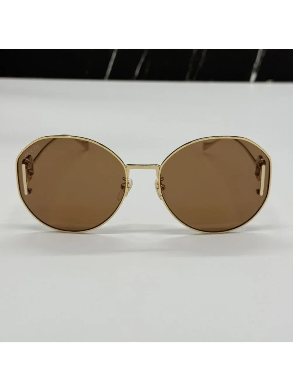 New Gucci GG1206SA 003 Women Oversized Gold Brown Sunglasses